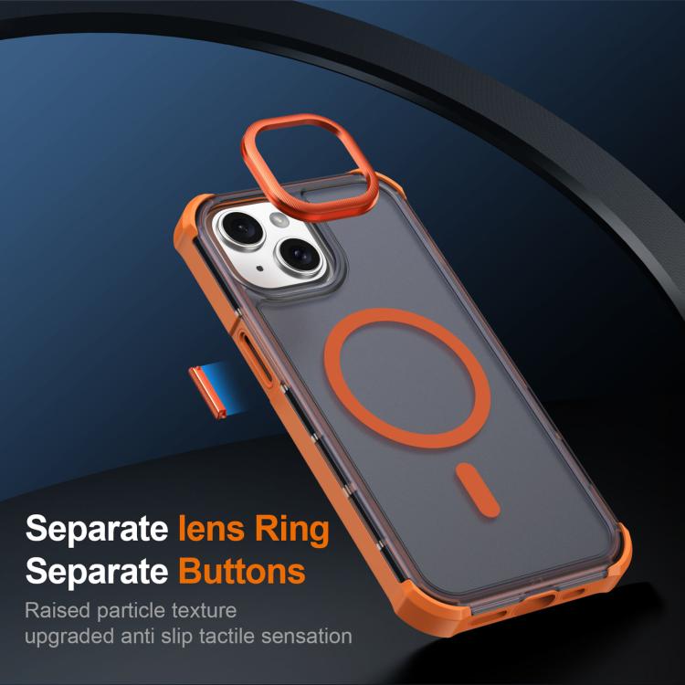For iPhone 14 Skin Feel Semi-transparent Frosted Magnetic Four-Corner Shockproof Phone Case