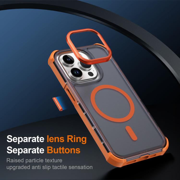 For iPhone 14 Pro Skin Feel Semi-transparent Frosted Magnetic Four-Corner Shockproof Phone Case
