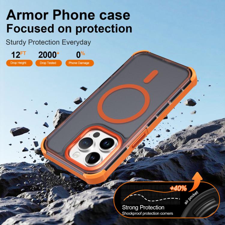 For iPhone 14 Pro Skin Feel Semi-transparent Frosted Magnetic Four-Corner Shockproof Phone Case