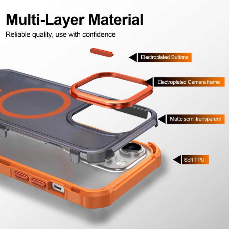 For iPhone 14 Pro Skin Feel Semi-transparent Frosted Magnetic Four-Corner Shockproof Phone Case