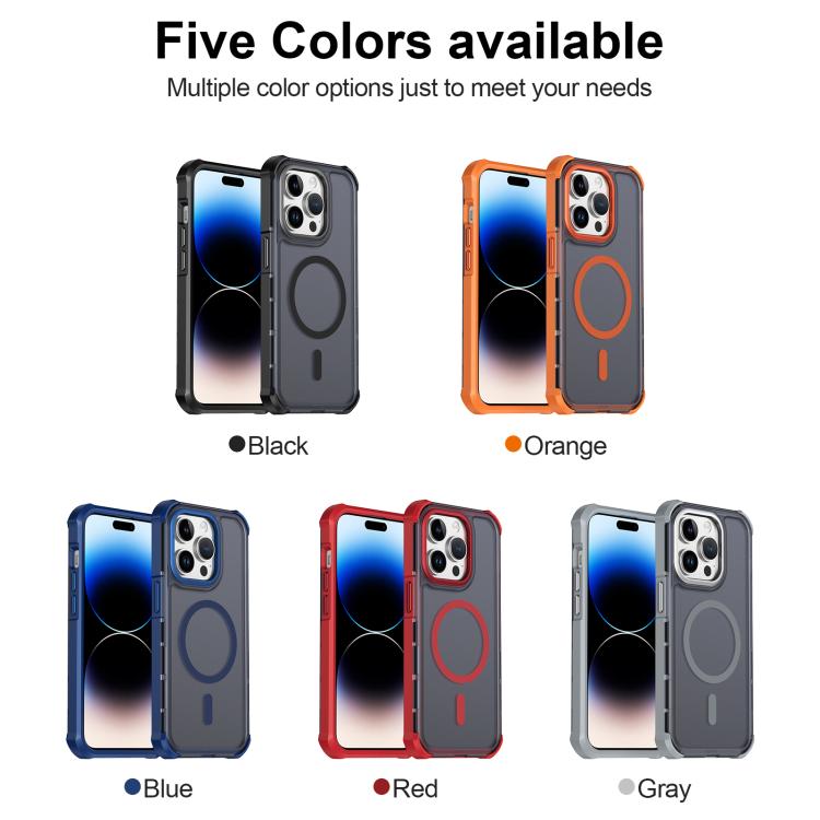 For iPhone 14 Pro Skin Feel Semi-transparent Frosted Magnetic Four-Corner Shockproof Phone Case