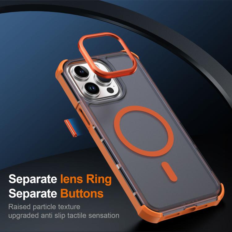 For iPhone 14 Pro Max Skin Feel Semi-transparent Frosted Magnetic Four-Corner Shockproof Phone Case