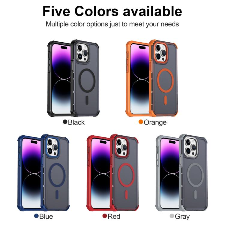 For iPhone 14 Pro Max Skin Feel Semi-transparent Frosted Magnetic Four-Corner Shockproof Phone Case