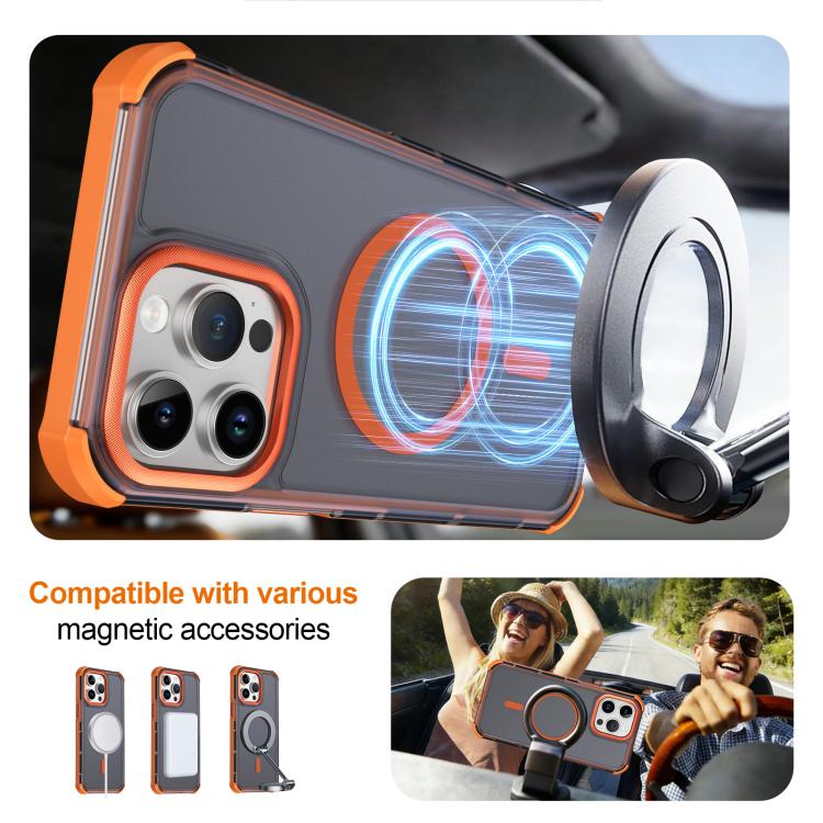 For iPhone 14 Pro Max Skin Feel Semi-transparent Frosted Magnetic Four-Corner Shockproof Phone Case
