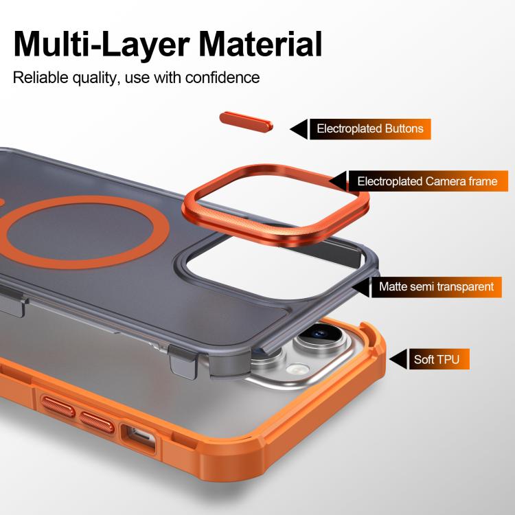 For iPhone 14 Pro Max Skin Feel Semi-transparent Frosted Magnetic Four-Corner Shockproof Phone Case