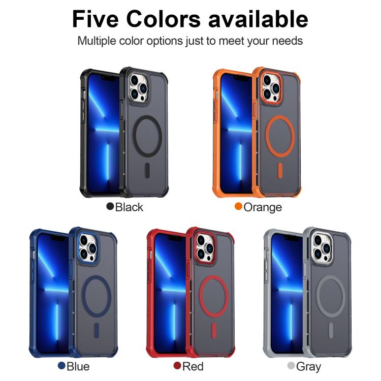For iPhone 13 Pro Max Skin Feel Semi-transparent Frosted Magnetic Four-Corner Shockproof Phone Case