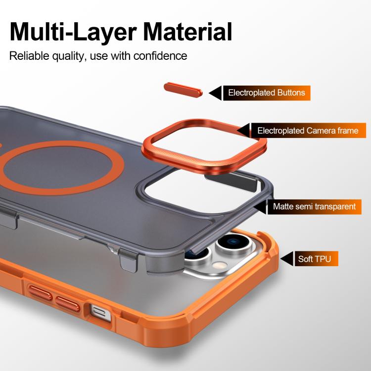 For iPhone 13 Pro Max Skin Feel Semi-transparent Frosted Magnetic Four-Corner Shockproof Phone Case