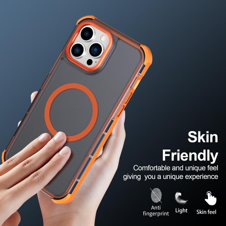 For iPhone 13 Pro Max Skin Feel Semi-transparent Frosted Magnetic Four-Corner Shockproof Phone Case