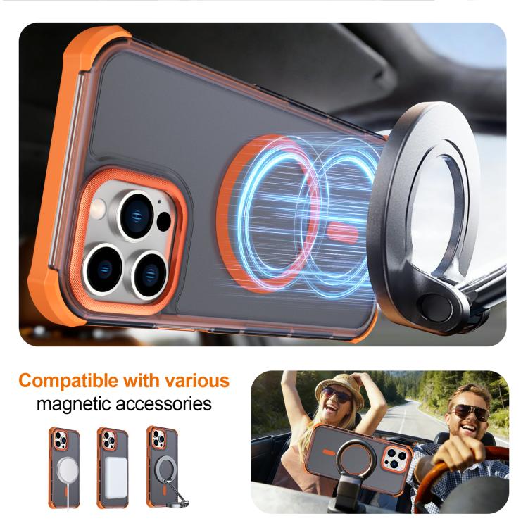 For iPhone 13 Pro Max Skin Feel Semi-transparent Frosted Magnetic Four-Corner Shockproof Phone Case
