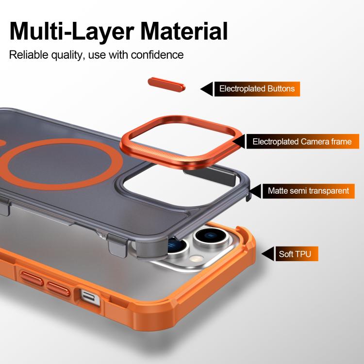 For iPhone 13 Pro Skin Feel Semi-transparent Frosted Magnetic Four-Corner Shockproof Phone Case