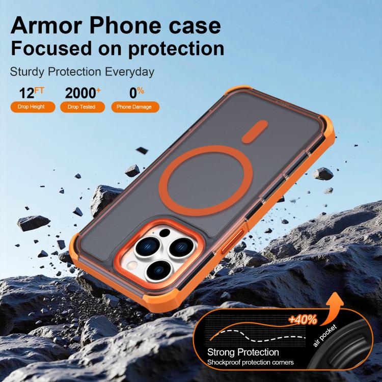 For iPhone 13 Pro Skin Feel Semi-transparent Frosted Magnetic Four-Corner Shockproof Phone Case
