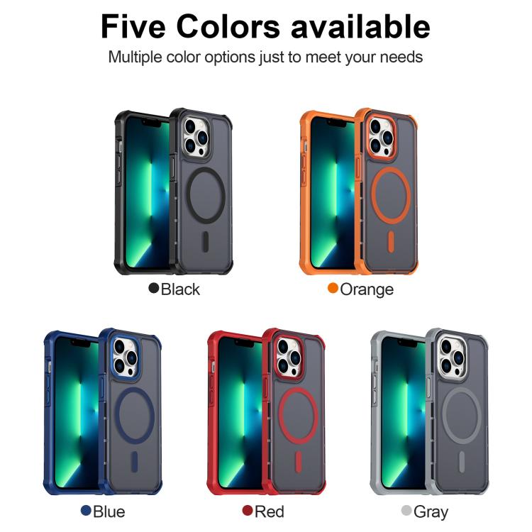 For iPhone 13 Pro Skin Feel Semi-transparent Frosted Magnetic Four-Corner Shockproof Phone Case