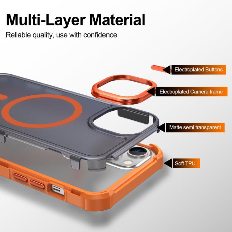 For iPhone 13 Skin Feel Semi-transparent Frosted Magnetic Four-Corner Shockproof Phone Case
