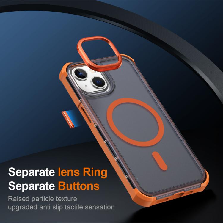 For iPhone 13 Skin Feel Semi-transparent Frosted Magnetic Four-Corner Shockproof Phone Case