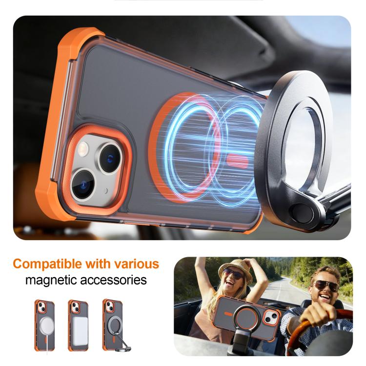 For iPhone 13 Skin Feel Semi-transparent Frosted Magnetic Four-Corner Shockproof Phone Case