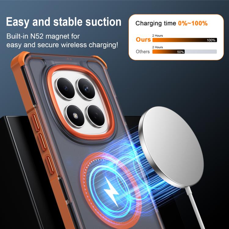 For Redmi Note 15 Pro 4G Global 163.2mm Skin Feel Semi-transparent Frosted Magnetic Four-Corner Shockproof Phone Case