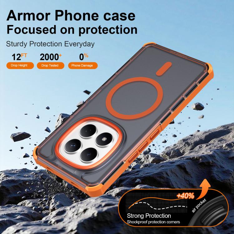 For Redmi Note 15 Pro 4G Global 163.2mm Skin Feel Semi-transparent Frosted Magnetic Four-Corner Shockproof Phone Case