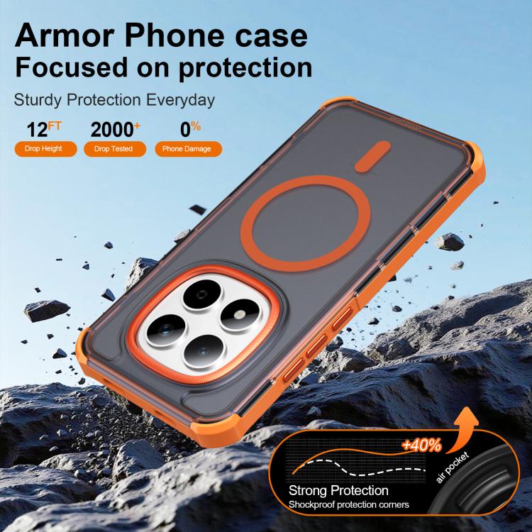 For Redmi Note 15 Pro 5G Global 163.6mm Skin Feel Semi-transparent Frosted Magnetic Four-Corner Shockproof Phone Case