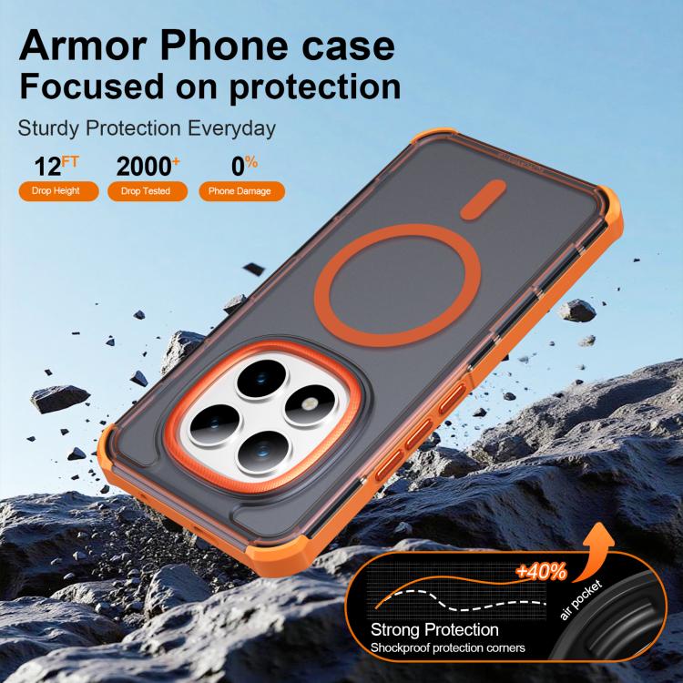 For Redmi Note 15 Pro+ 5G Global 163.3mm Skin Feel Semi-transparent Frosted Magnetic Four-Corner Shockproof Phone Case