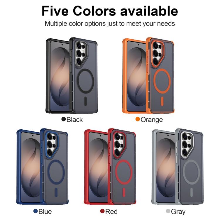 For Samsung Galaxy S26 Ultra 5G Skin Feel Semi-transparent Frosted Magnetic Four-Corner Shockproof Phone Case