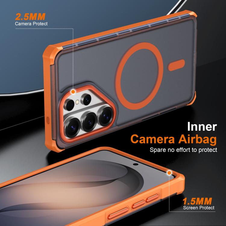 For Samsung Galaxy S26 Ultra 5G Skin Feel Semi-transparent Frosted Magnetic Four-Corner Shockproof Phone Case