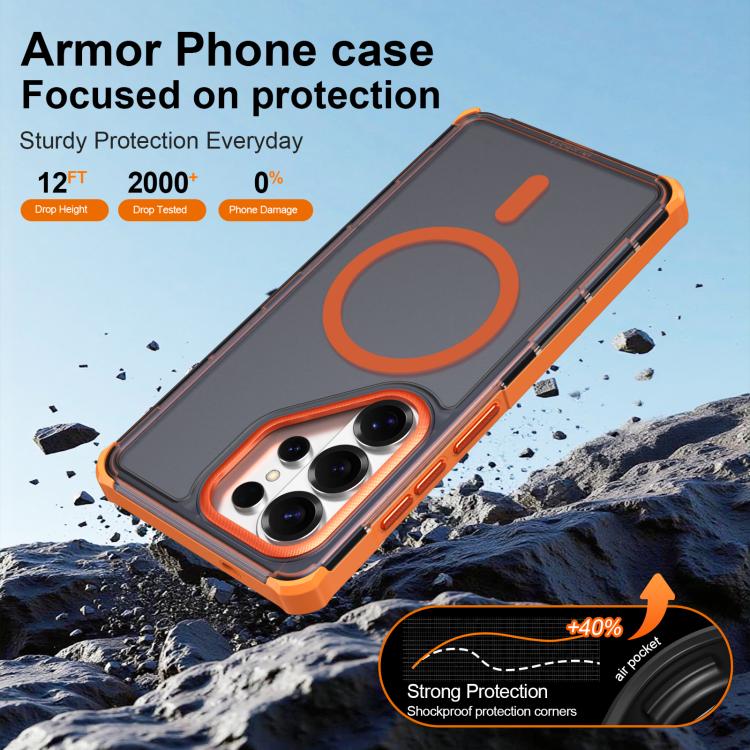 For Samsung Galaxy S26 Ultra 5G Skin Feel Semi-transparent Frosted Magnetic Four-Corner Shockproof Phone Case