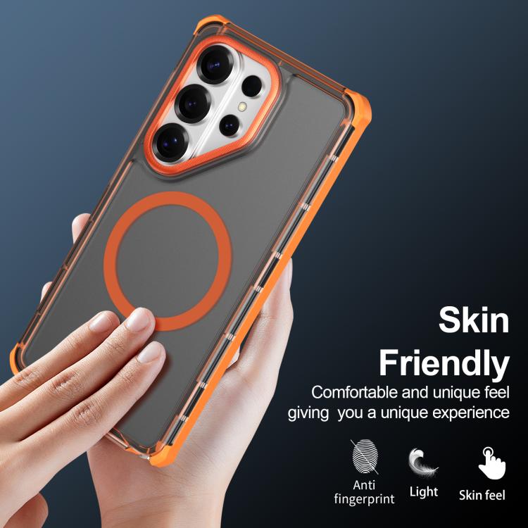 For Samsung Galaxy S26 Ultra 5G Skin Feel Semi-transparent Frosted Magnetic Four-Corner Shockproof Phone Case