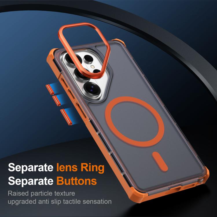 For Samsung Galaxy S26 Ultra 5G Skin Feel Semi-transparent Frosted Magnetic Four-Corner Shockproof Phone Case