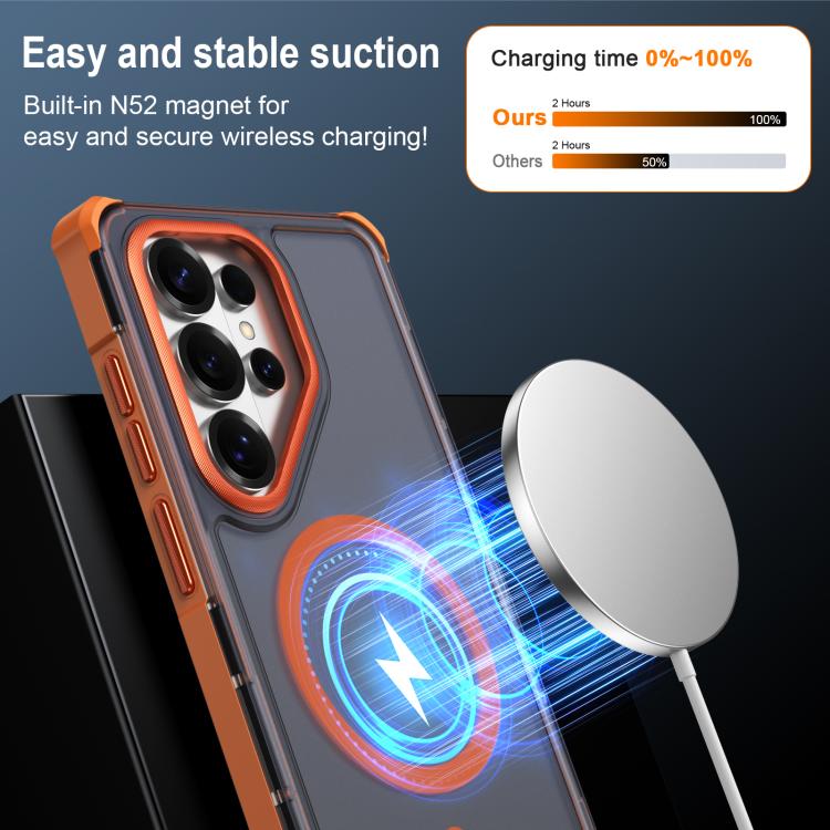 For Samsung Galaxy S26 Ultra 5G Skin Feel Semi-transparent Frosted Magnetic Four-Corner Shockproof Phone Case
