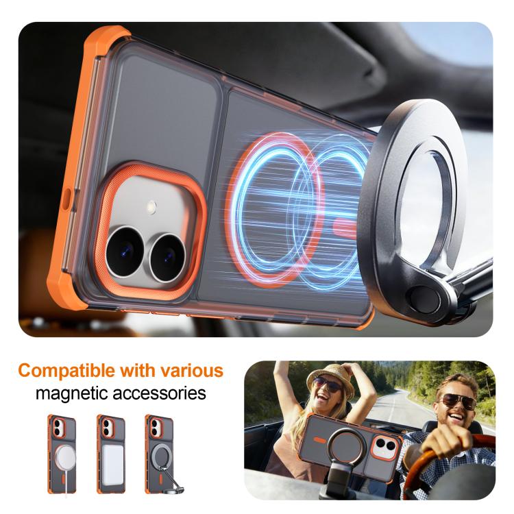 For Samsung Galaxy S26 Edge 5G Skin Feel Semi-transparent Frosted Magnetic Four-Corner Shockproof Phone Case