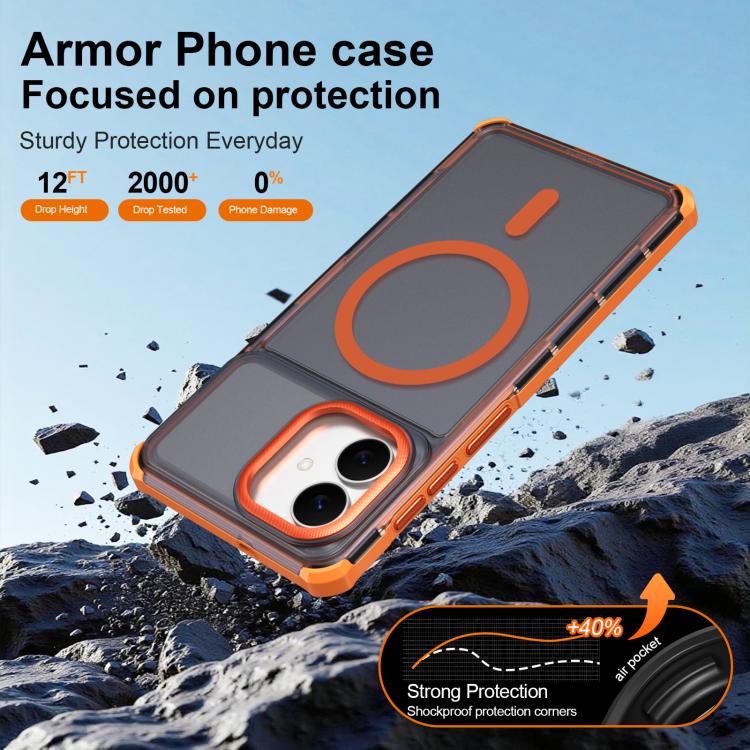 For Samsung Galaxy S26 Edge 5G Skin Feel Semi-transparent Frosted Magnetic Four-Corner Shockproof Phone Case