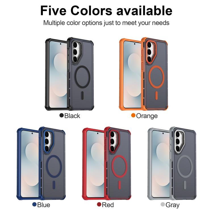 For Samsung Galaxy S25 FE 5G Skin Feel Semi-transparent Frosted Magnetic Four-Corner Shockproof Phone Case