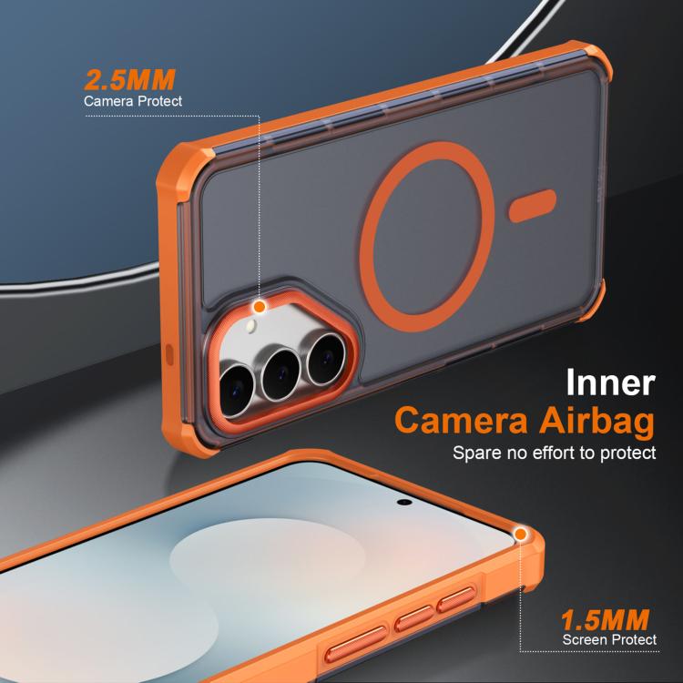 For Samsung Galaxy S25 FE 5G Skin Feel Semi-transparent Frosted Magnetic Four-Corner Shockproof Phone Case