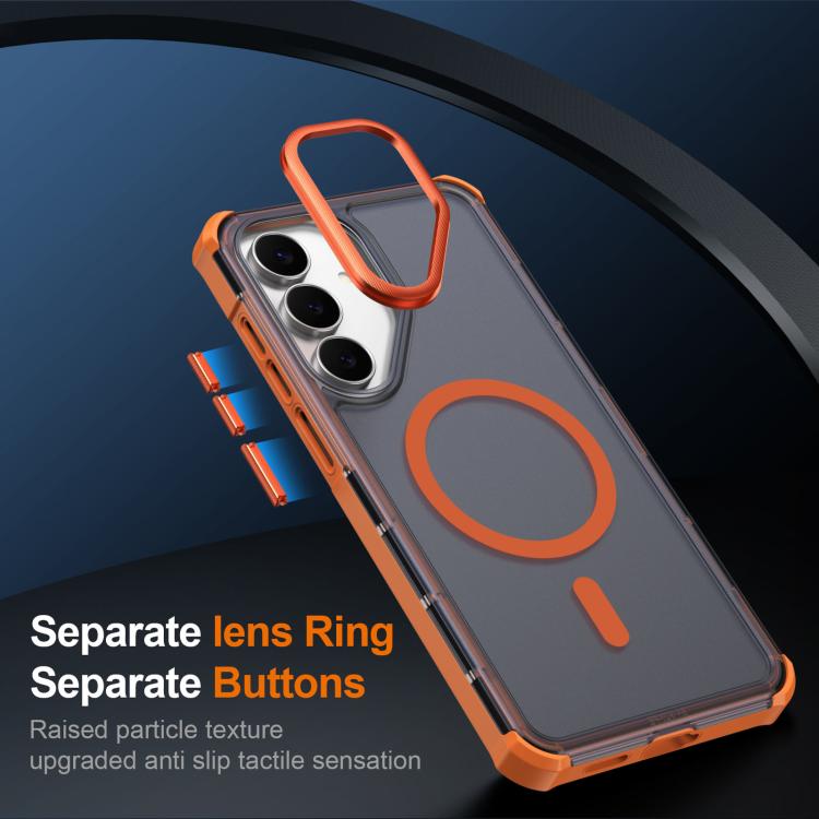 For Samsung Galaxy S25 FE 5G Skin Feel Semi-transparent Frosted Magnetic Four-Corner Shockproof Phone Case