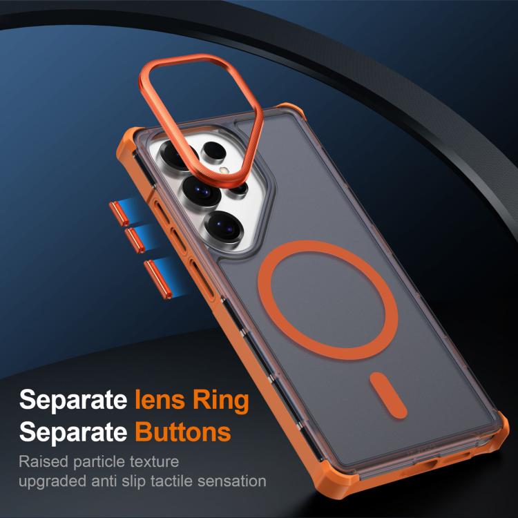 For Samsung Galaxy S25 Ultra 5G Skin Feel Semi-transparent Frosted Magnetic Four-Corner Shockproof Phone Case