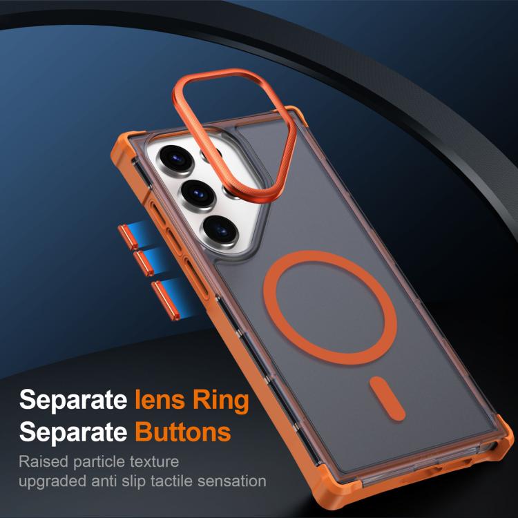 For Samsung Galaxy S23 Ultra 5G Skin Feel Semi-transparent Frosted Magnetic Four-Corner Shockproof Phone Case