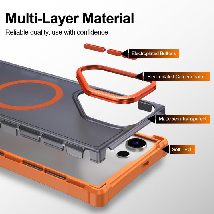 For Samsung Galaxy S23 Ultra 5G Skin Feel Semi-transparent Frosted Magnetic Four-Corner Shockproof Phone Case