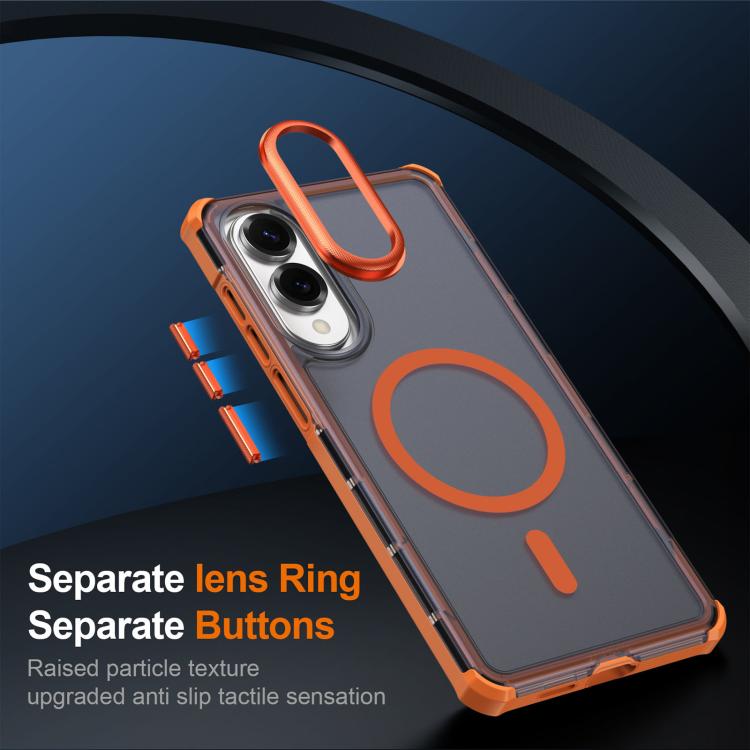 For Samsung Galaxy S25 Edge 5G Skin Feel Semi-transparent Frosted Magnetic Four-Corner Shockproof Phone Case