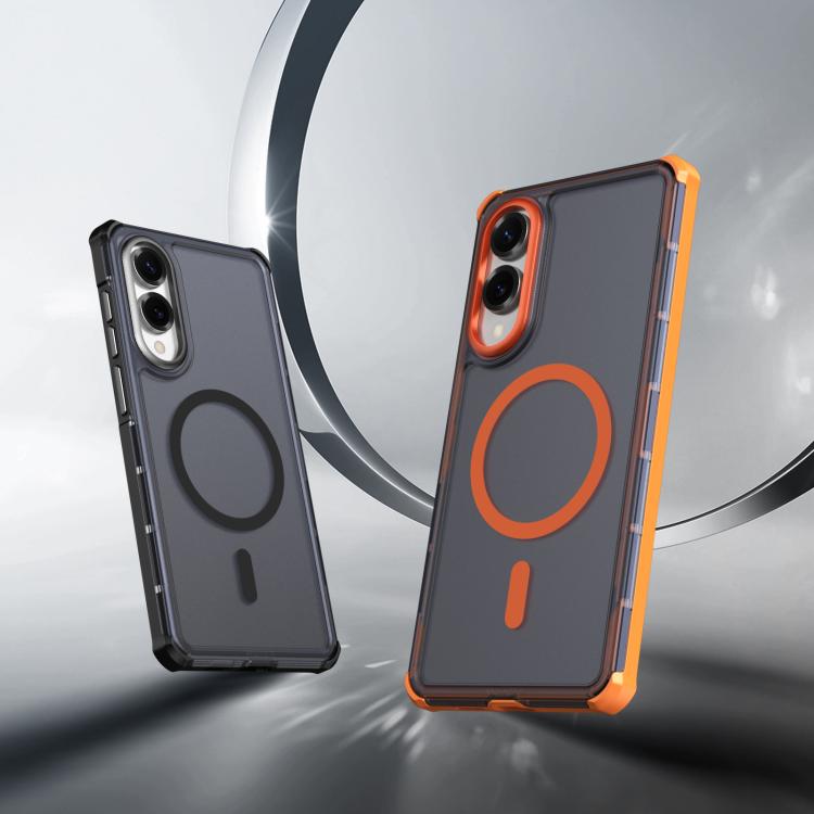 For Samsung Galaxy S25 Edge 5G Skin Feel Semi-transparent Frosted Magnetic Four-Corner Shockproof Phone Case