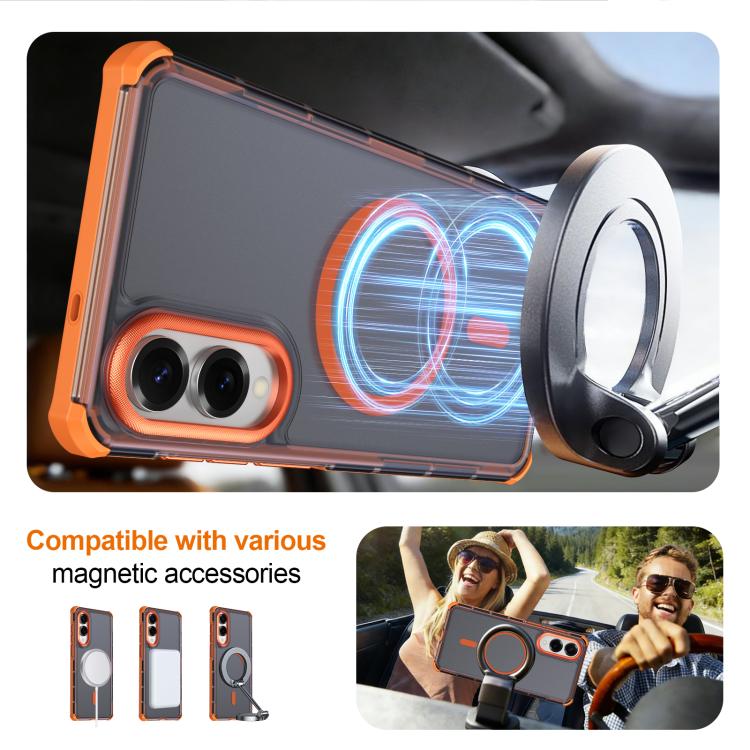 For Samsung Galaxy S25 Edge 5G Skin Feel Semi-transparent Frosted Magnetic Four-Corner Shockproof Phone Case