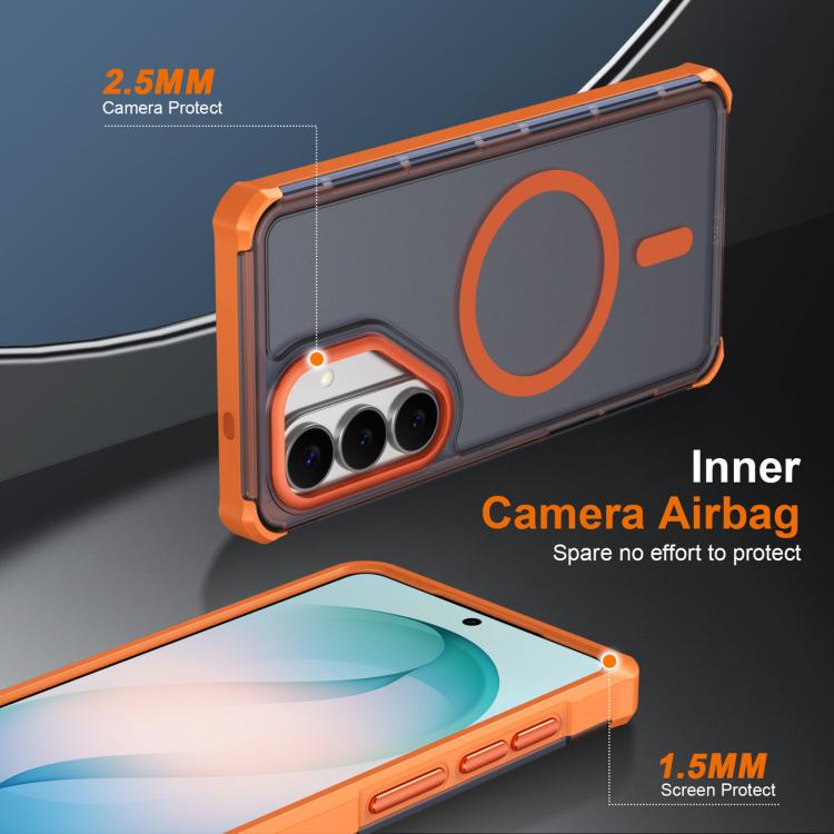 For Samsung Galaxy S26 5G Skin Feel Semi-transparent Frosted Magnetic Four-Corner Shockproof Phone Case