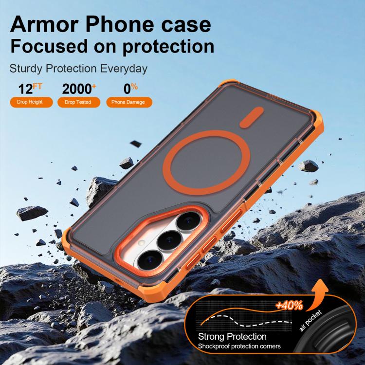 For Samsung Galaxy S26 5G Skin Feel Semi-transparent Frosted Magnetic Four-Corner Shockproof Phone Case