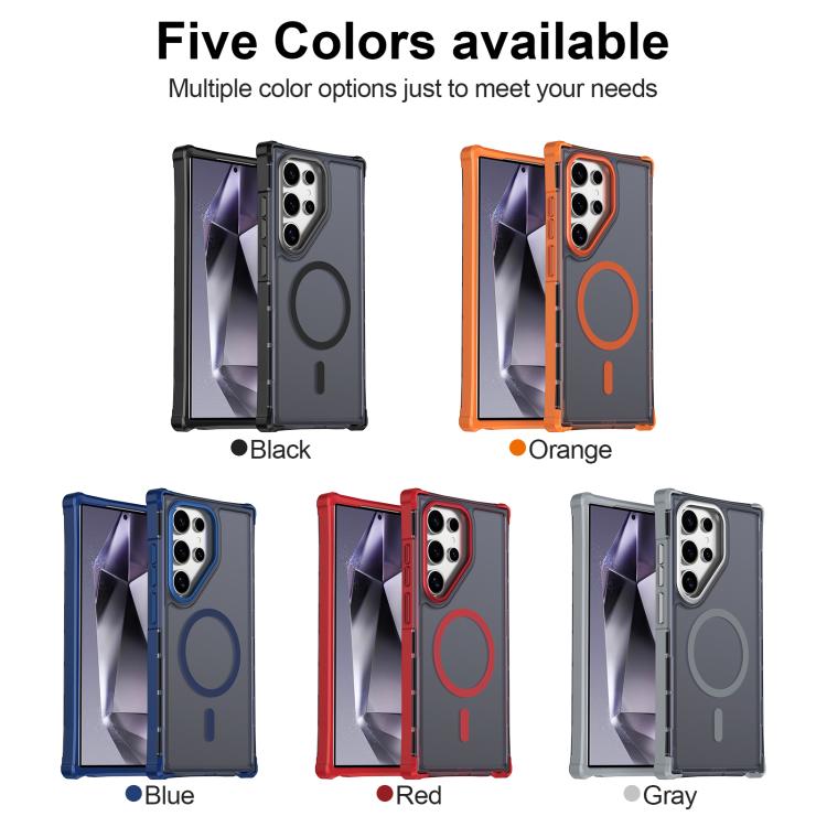 For Samsung Galaxy S24 Ultra 5G Skin Feel Semi-transparent Frosted Magnetic Four-Corner Shockproof Phone Case