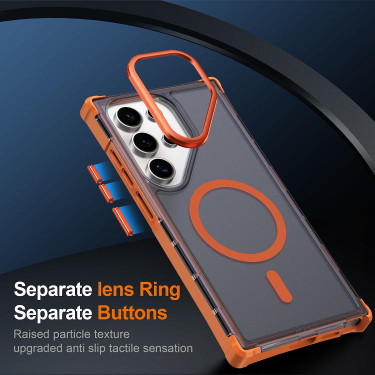For Samsung Galaxy S24 Ultra 5G Skin Feel Semi-transparent Frosted Magnetic Four-Corner Shockproof Phone Case