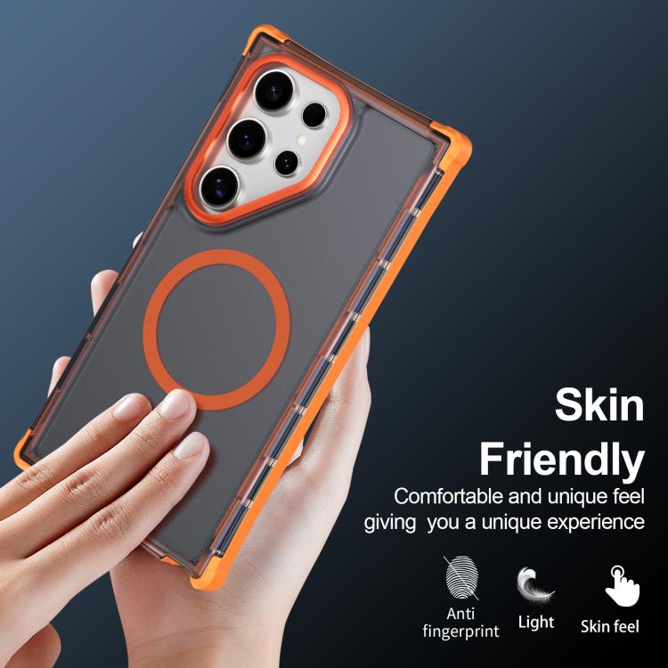 For Samsung Galaxy S24 Ultra 5G Skin Feel Semi-transparent Frosted Magnetic Four-Corner Shockproof Phone Case