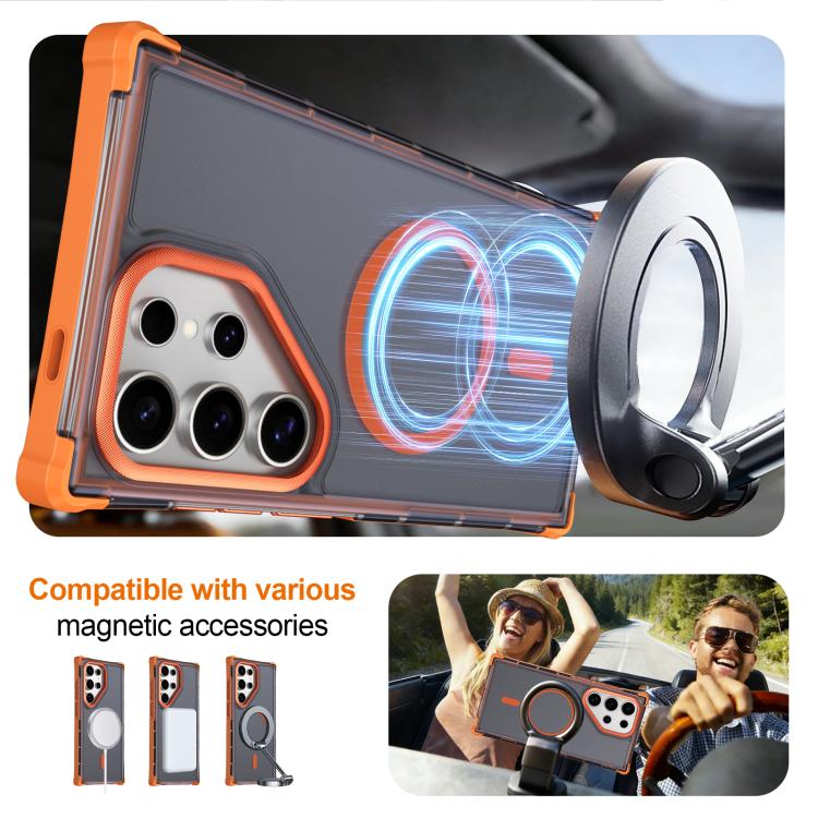 For Samsung Galaxy S24 Ultra 5G Skin Feel Semi-transparent Frosted Magnetic Four-Corner Shockproof Phone Case