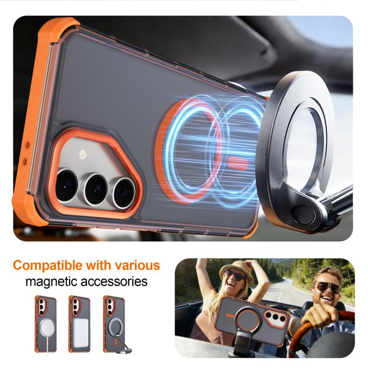 For Samsung Galaxy S24 FE 5G Skin Feel Semi-transparent Frosted Magnetic Four-Corner Shockproof Phone Case