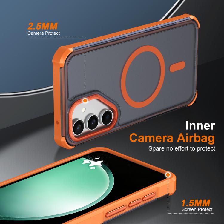 For Samsung Galaxy S23 FE 5G Skin Feel Semi-transparent Frosted Magnetic Four-Corner Shockproof Phone Case