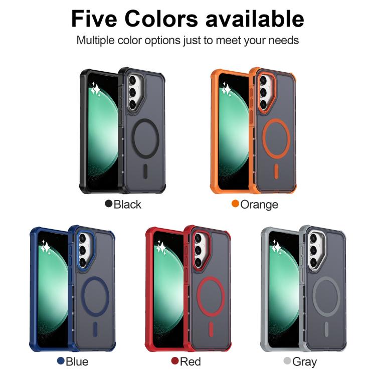 For Samsung Galaxy S23 FE 5G Skin Feel Semi-transparent Frosted Magnetic Four-Corner Shockproof Phone Case