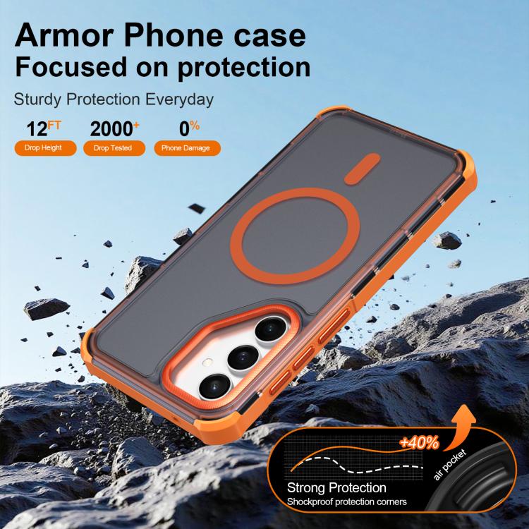 For Samsung Galaxy S23+ 5G Skin Feel Semi-transparent Frosted Magnetic Four-Corner Shockproof Phone Case